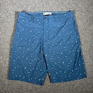 TravisMathew Golf Shorts Mens 34 Blue Stretch Performance Nautical Print